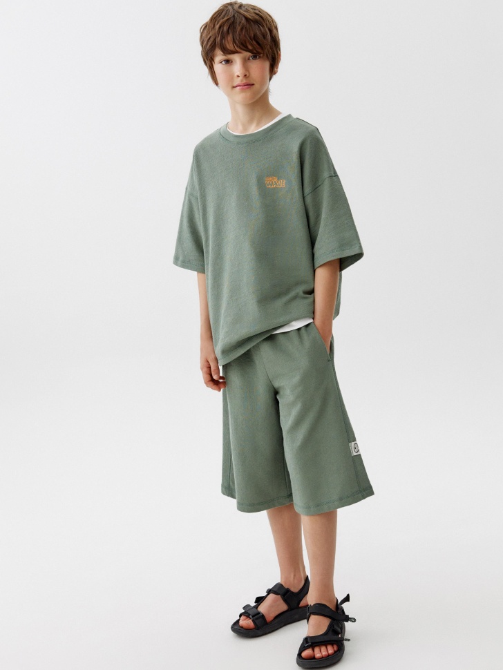 Удлиненные трикотажные шорты Sela, зеленый, арт. 52537