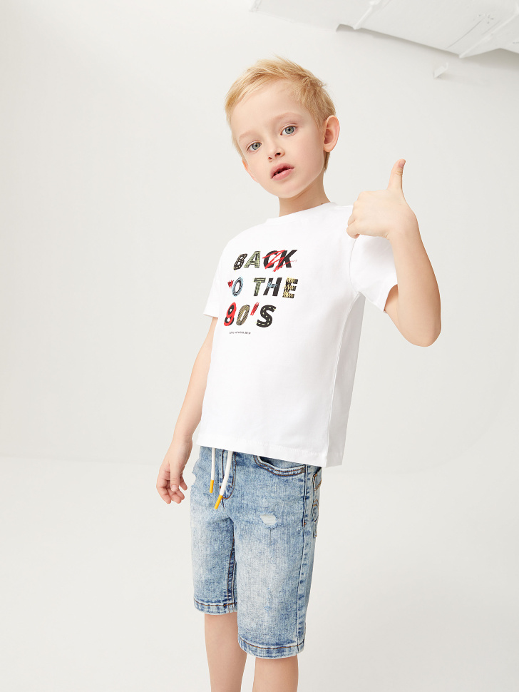 

Джинсовые шорты со шнурком на поясе для мальчиков, Синий