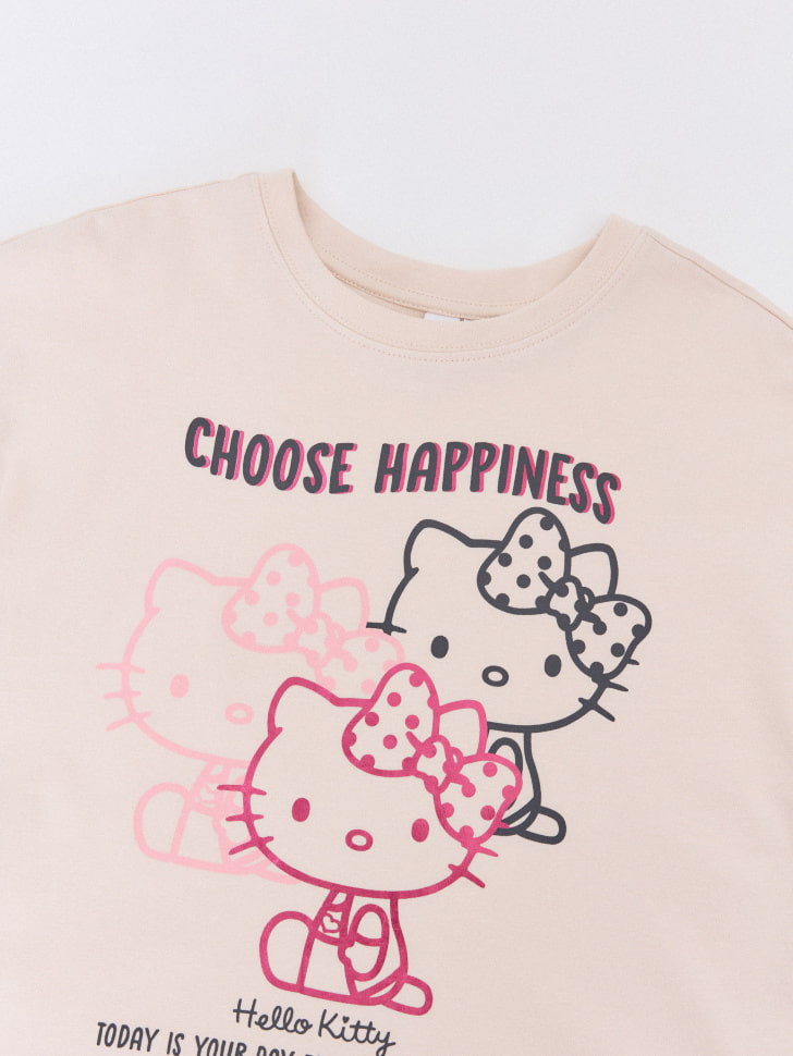 футболка оверсайз с принтом hello kitty для девочек 4610283612607 в интернет магазине