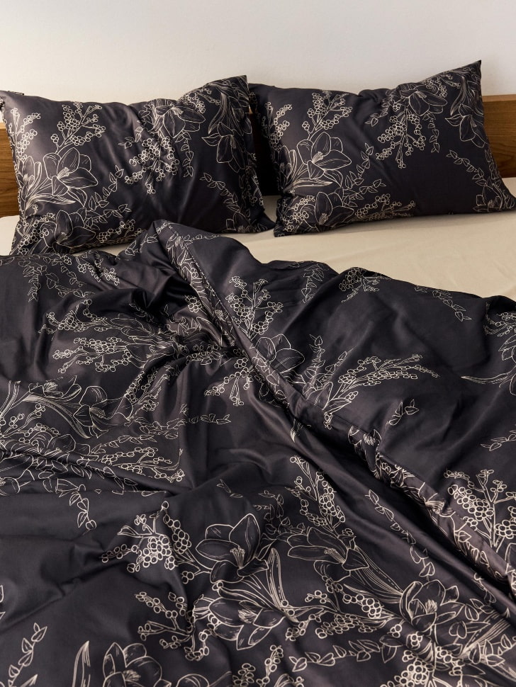 Комплект постельного белья без простыни 2-спальный 200х220 см, темно-серый, белый, арт. pb001