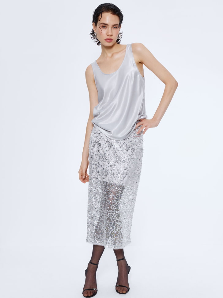 вечерний топ из сатина 4610517150042 по акции