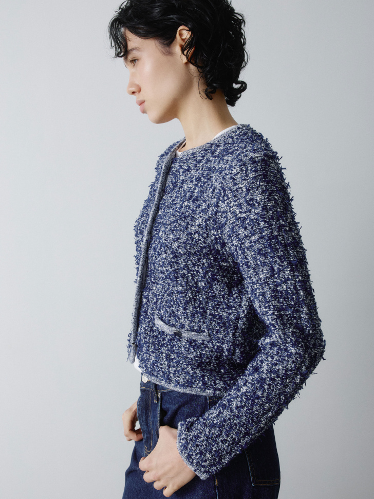 кардиган из фактурной двуцветной пряжи 4610517300485 с промокодом