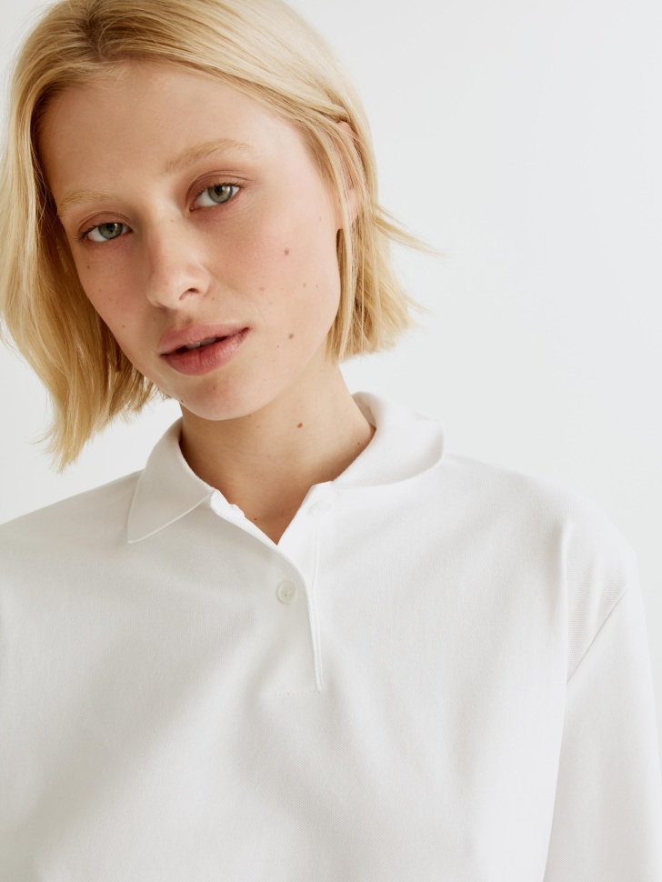 трикотажный лонгслив-поло из россии вид сбоку