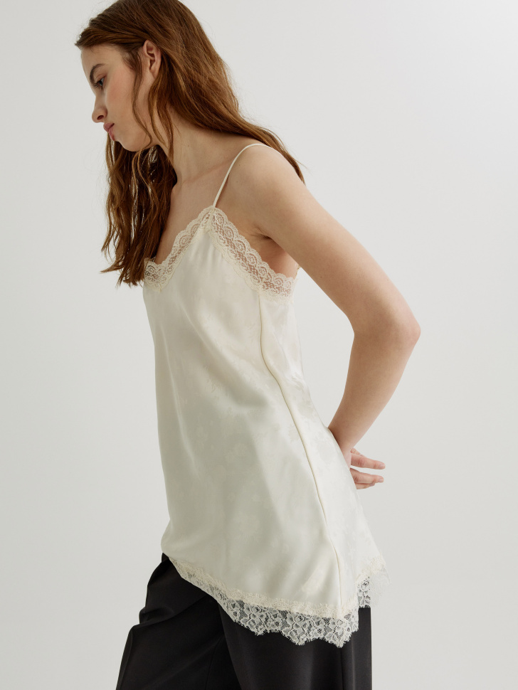 асимметричный топ из жаккардового сатина из россии вид сбоку