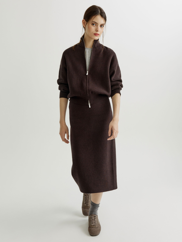 Sela Вязаная юбка миди, коричневый, арт. 41683