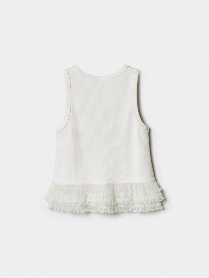 топ с вышивкой и кружевными оборками для девочек от бренда sela вид слева