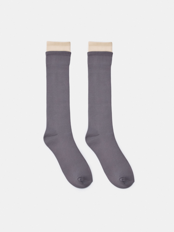 Гольфы Sela для девочек с эффектом многослойности, серый, арт. 45079