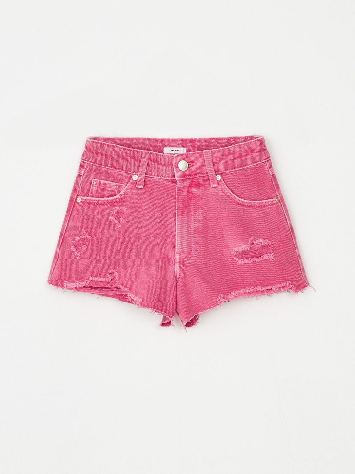 Рваные джинсовые шорты для девочек (розовый, 122)