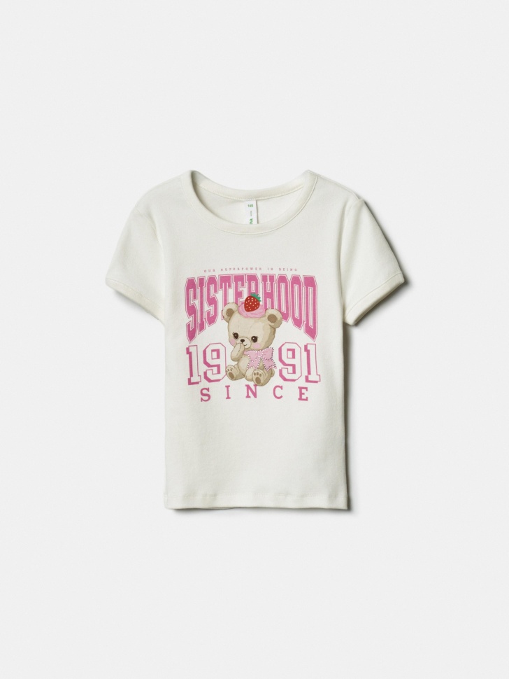 Футболка Sela с принтом для девочек, белый, арт. 42835