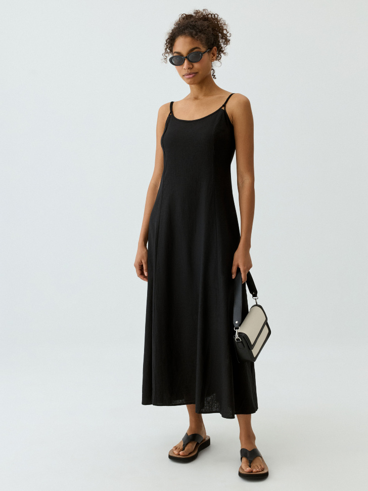 

Платье миди из смесового льна, 4805010703