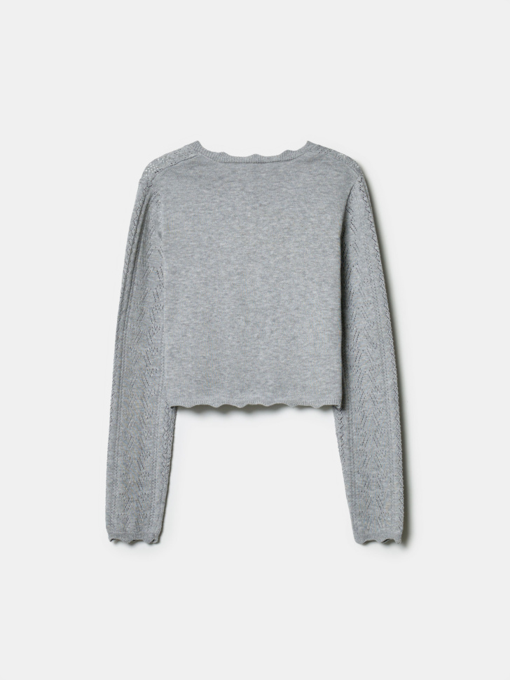 ажурный кардиган на завязках для девочек из россии вид сбоку