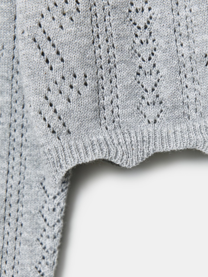 ажурный кардиган на завязках для девочек из хлопка спереди