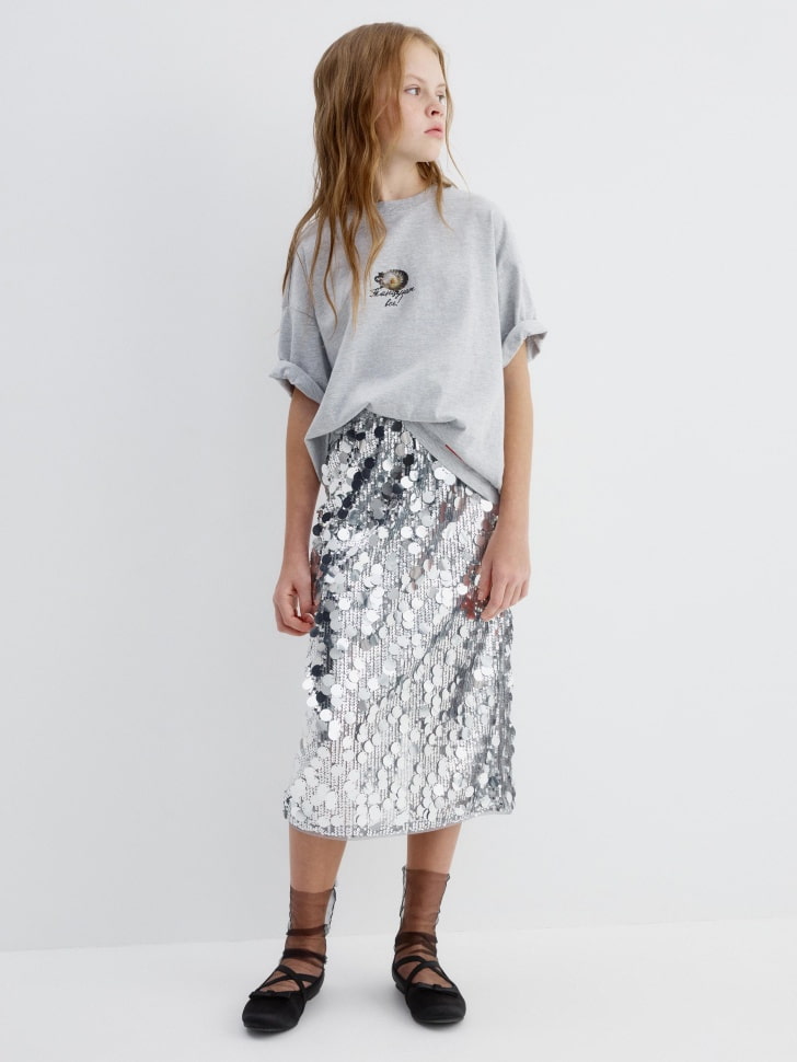 юбка миди с пайетками для девочек 4610517000842 по акции