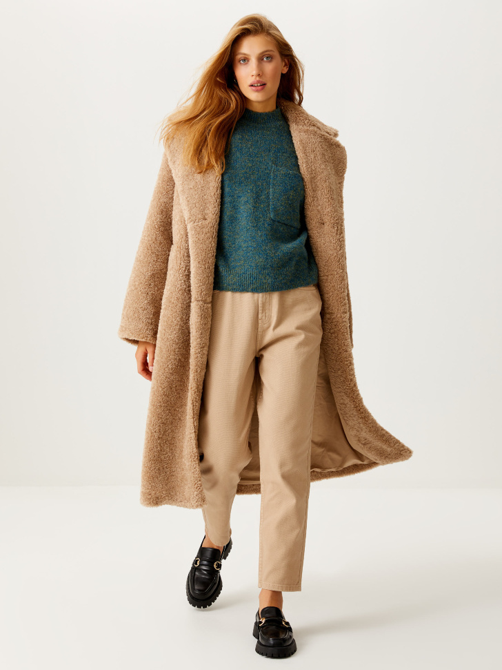 

Брюки paperbag fit, Бежевый