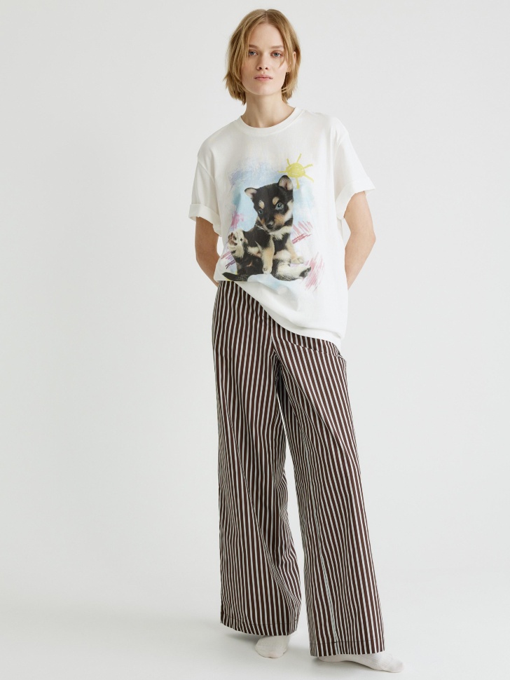 домашняя футболка оверсайз с принтом 4610517328335 по акции