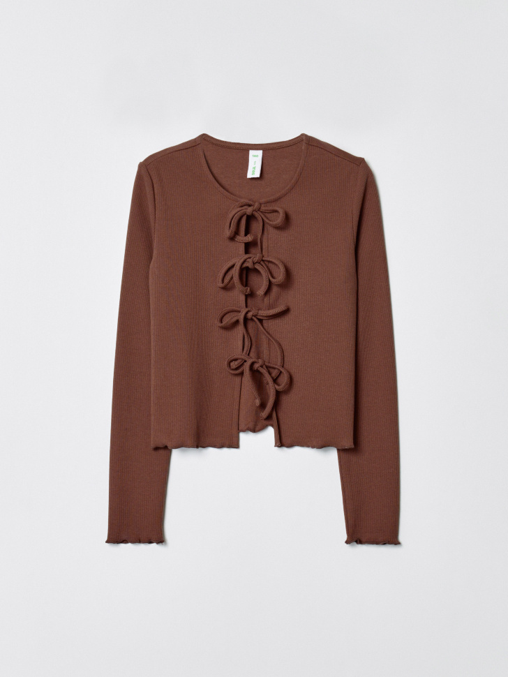 трикотажный кардиган на завязках для девочек по цене 1699 руб вид справа