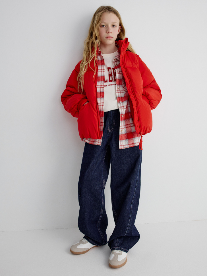 дутая стеганая куртка для девочек от бренда sela вид слева