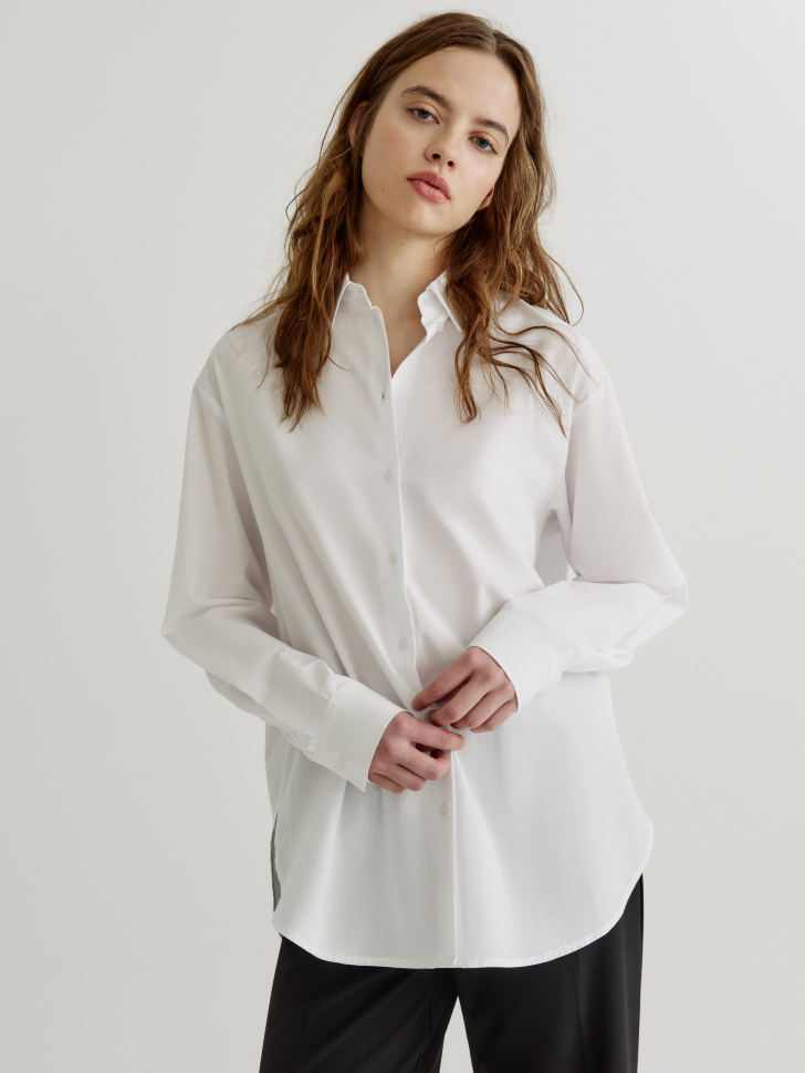 Рубашка оверсайз из хлопка с вискозой 2799₽