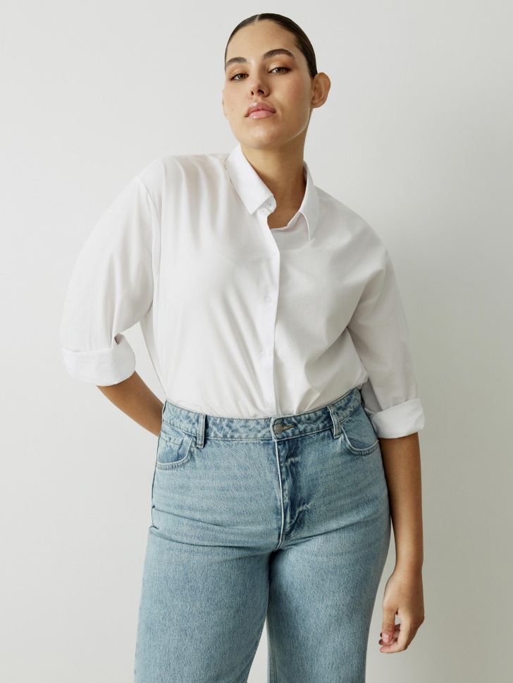 рубашка оверсайз из хлопка с вискозой универсального стиля на официальном сайте