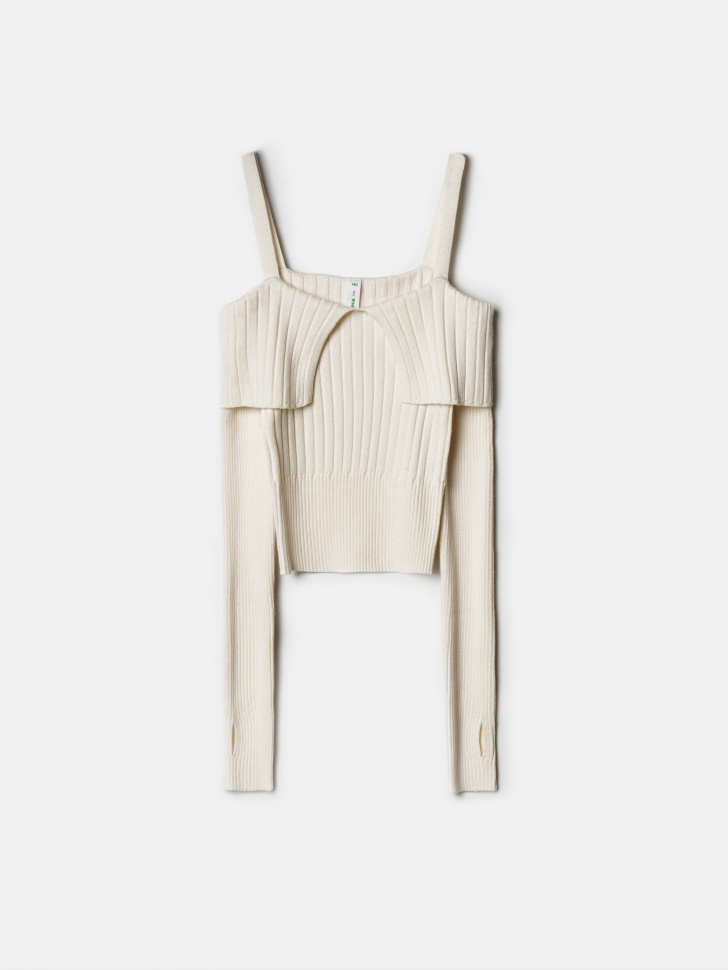 Джемпер Sela с открытыми плечами, бежевый, арт. 40755