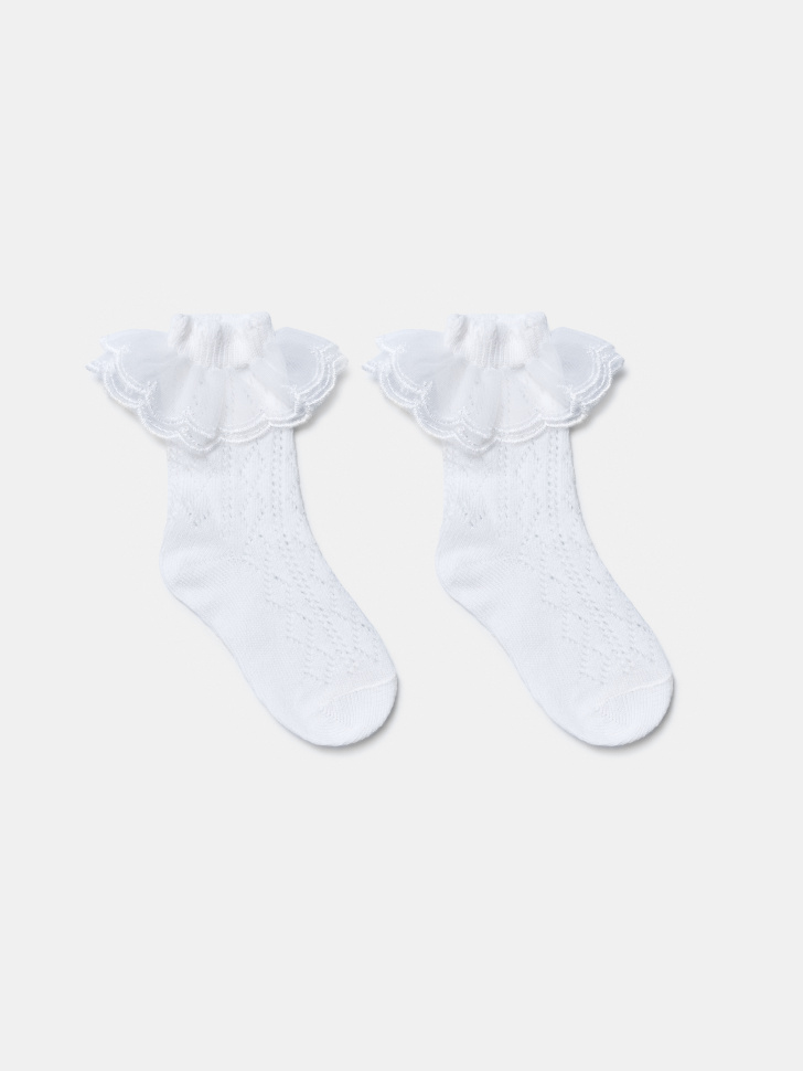 Детские носки SELA с оборкой, белый, арт. 45424