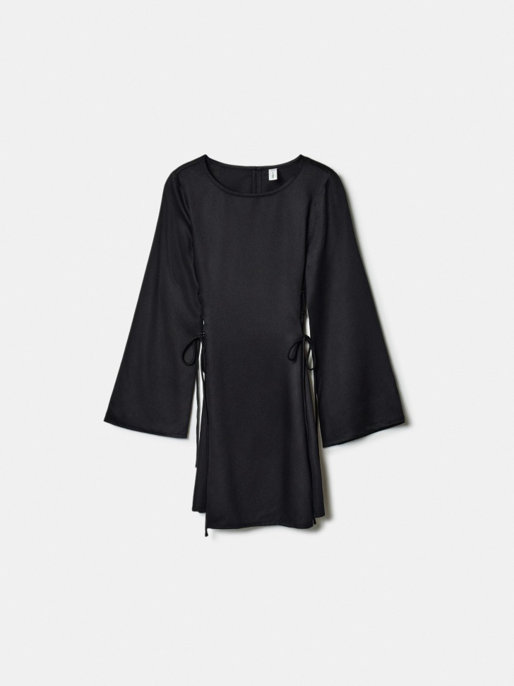 Платье SELA из сатиновой вискозы со шнуровкой, черный, арт. 42201