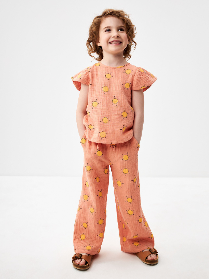 

Широкие брюки из муслина для девочек