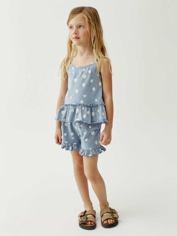 набор из топа и шорт для девочек от бренда sela вид слева