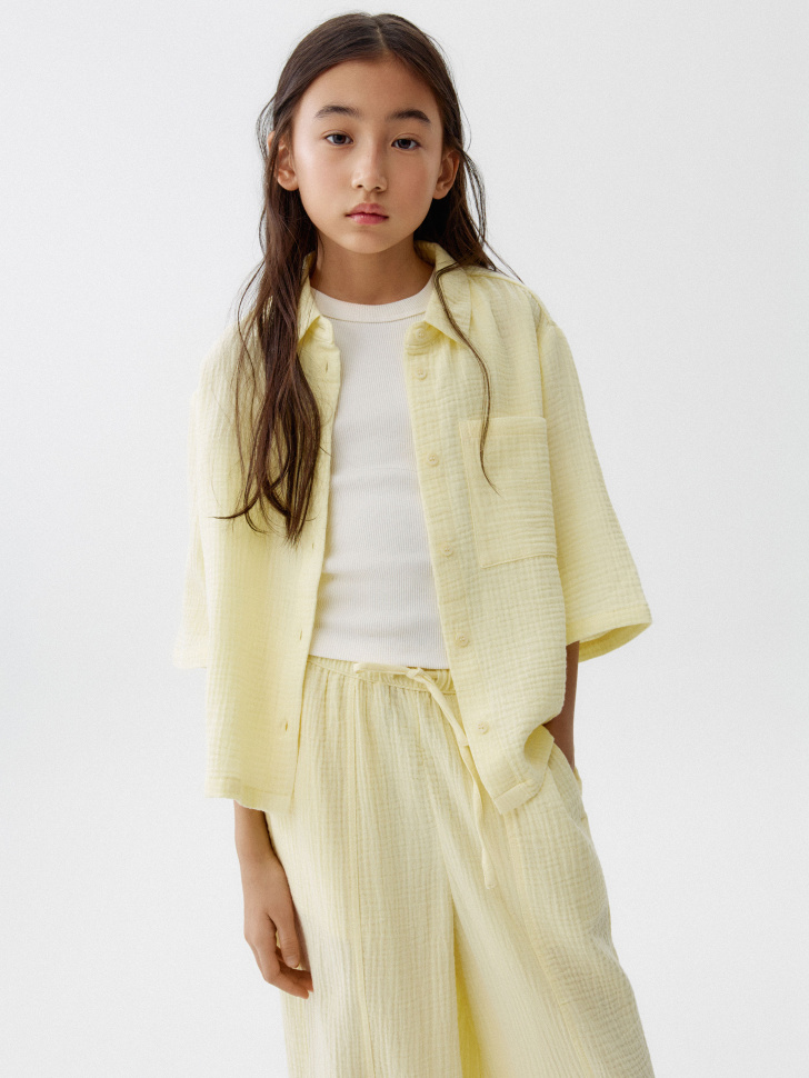 Рубашка из муслина с коротким рукавом для девочек 1799₽