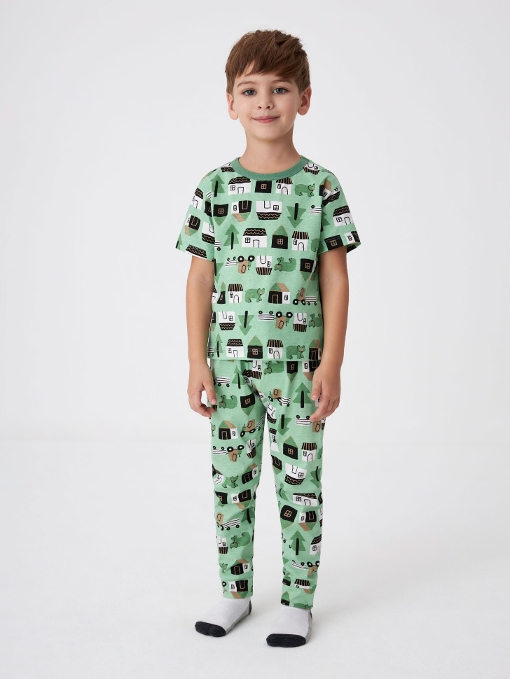 Пижама с принтом для мальчиков (принт, 104-110) sela 4680168043741 - фото 1