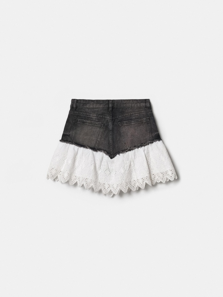 джинсовая юбка с оборкой из шитья для девочек по цене 2599 руб вид справа