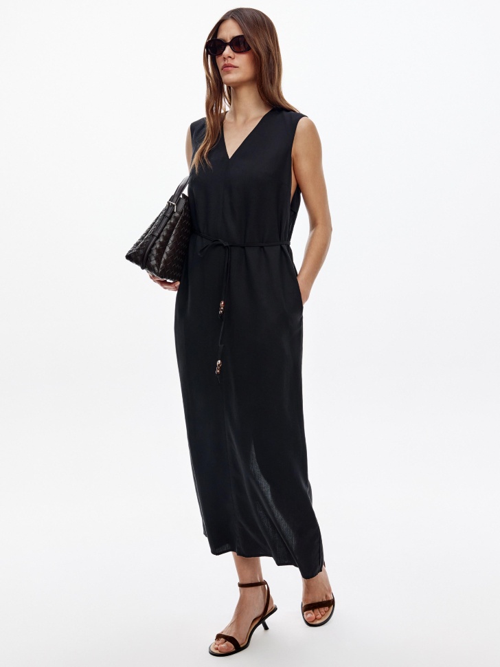 Платье миди Sela из тенселя и льна, черный, арт. 52706