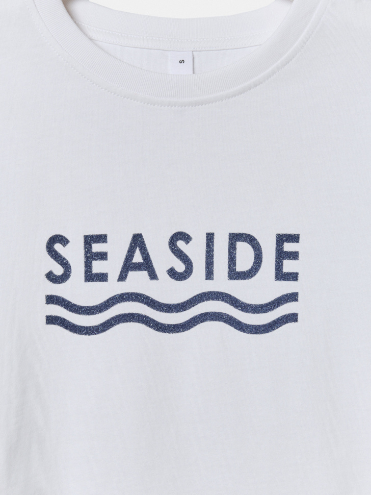 футболка с принтом прямого кроя из хлопка спереди