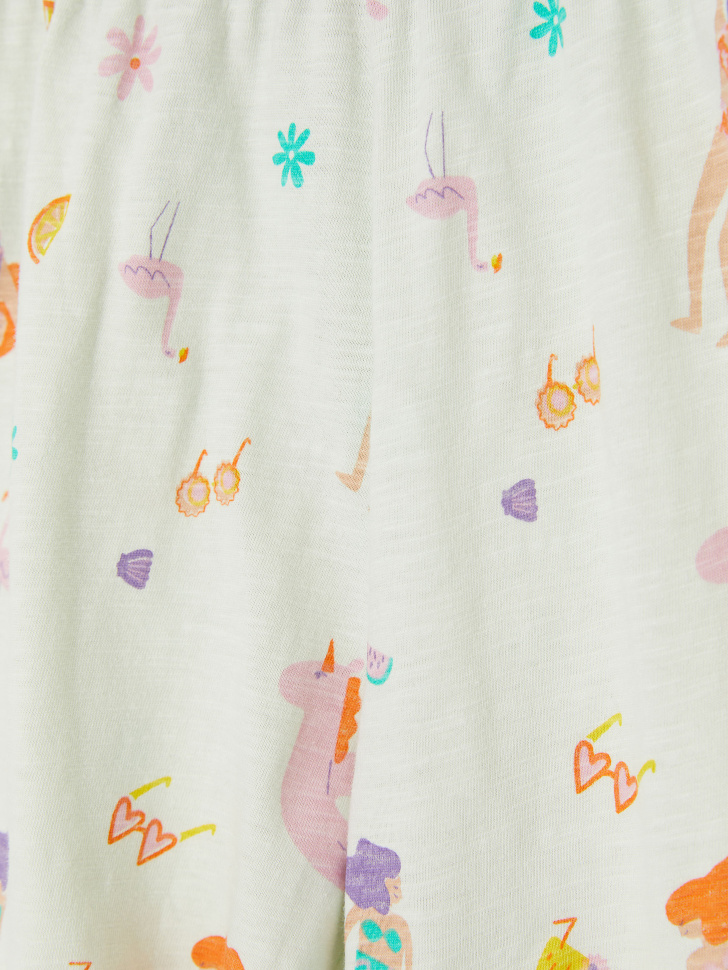 Трикотажная пижама с принтом для девочек (зеленый, 134-140 (9-10 YEARS)) sela 4640078276073 - фото 6