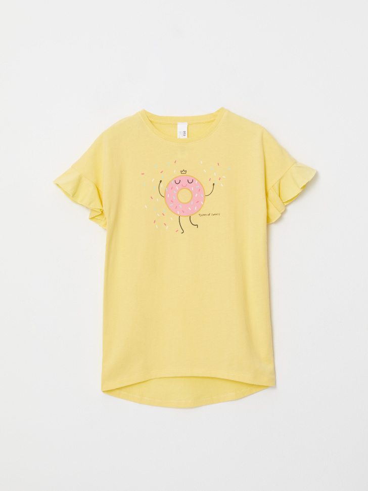 Ночная сорочка с принтом для девочек (желтый, 116-122 (6-7 YEARS)) sela 4640078751389 - фото 1