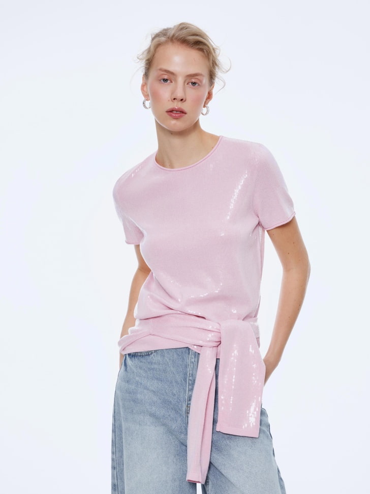 Джемпер с пайетками, розовый, арт. 15630