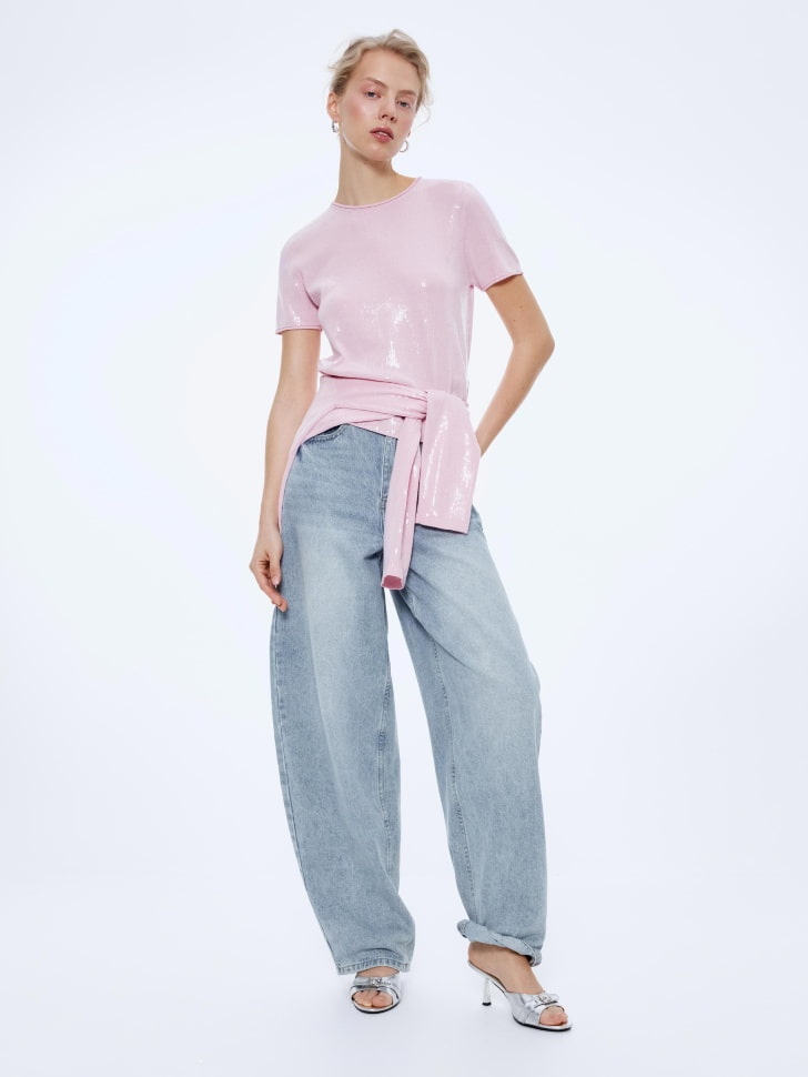 джемпер с пайетками от бренда sela вид слева