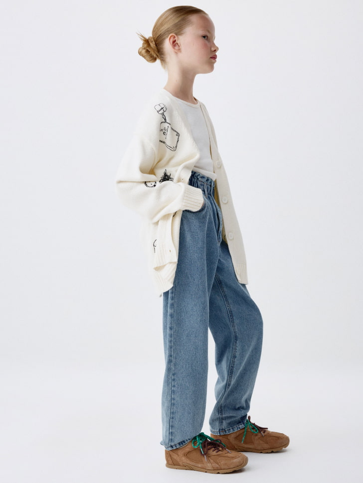 Джинсы Paperbag fit для девочек. Фото №2