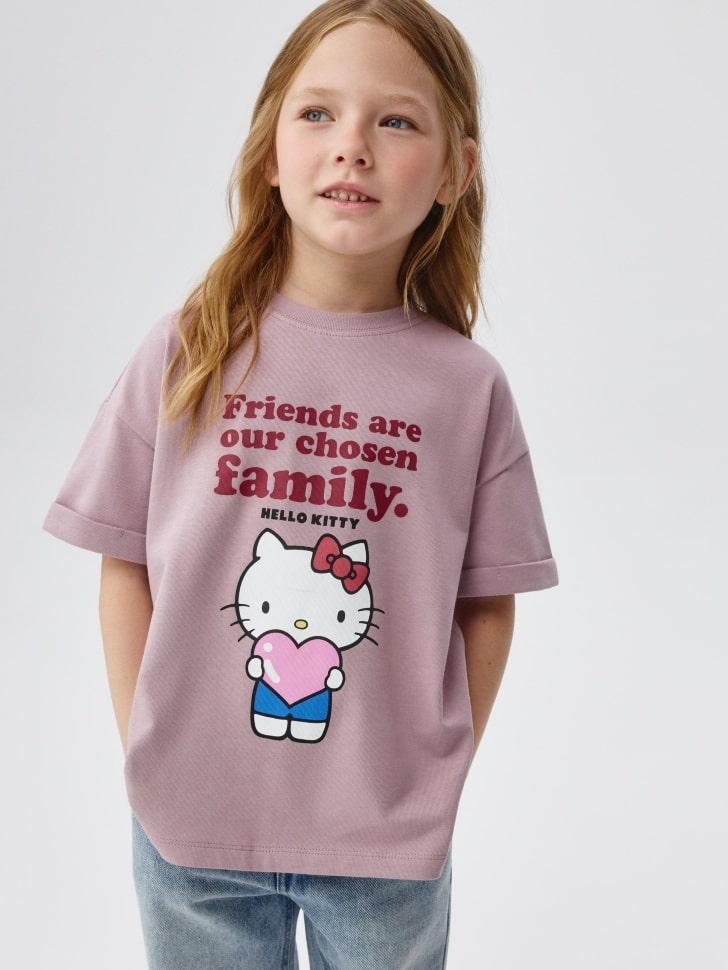 Футболка с принтом Hello Kitty для девочек