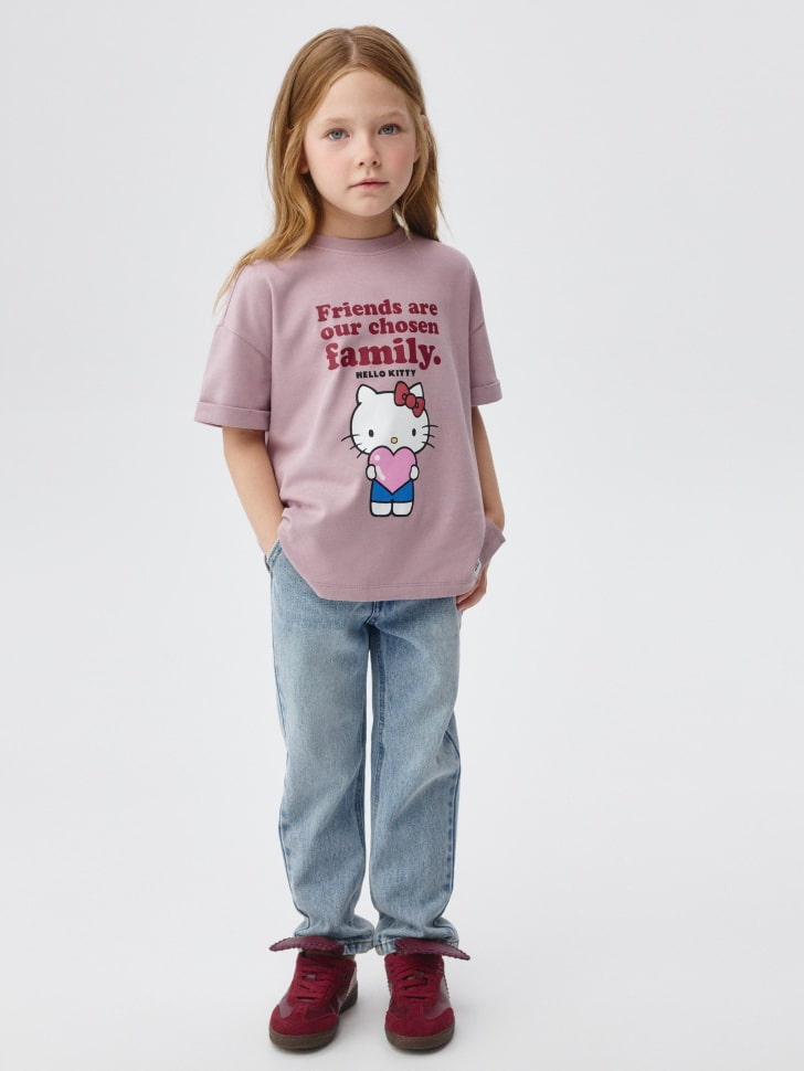 Футболка с принтом Hello Kitty для девочек. Фото №2