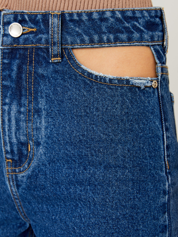 Джинсы с вырезами на карманах (синий, L) от Sela