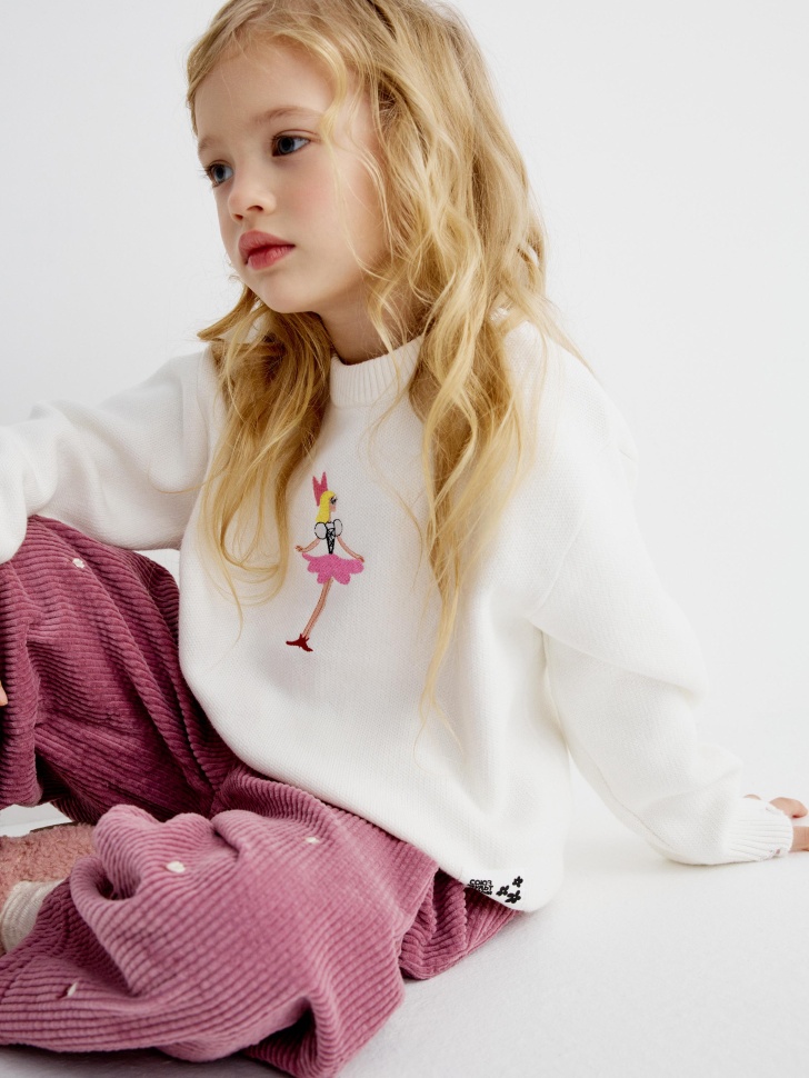 Вязаный джемпер SELA x Союзмультфильм, белый, арт. 35117