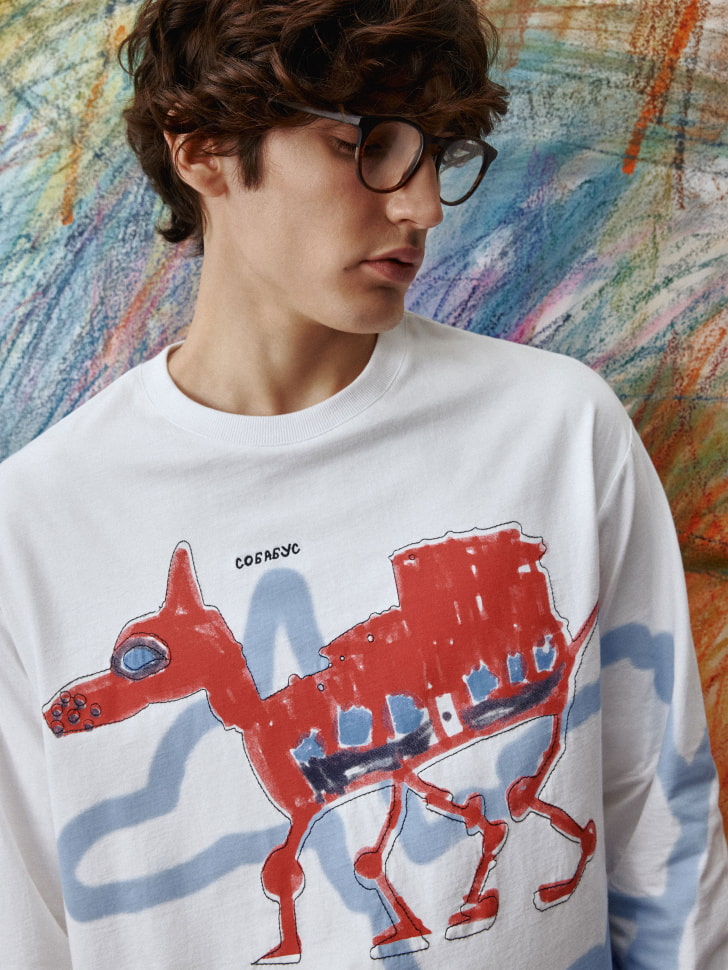 

Лонгслив RELAXED FIT с принтом