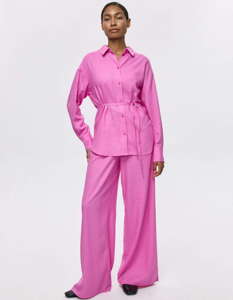 Широкие брюки из смесового льна, арт. 5772