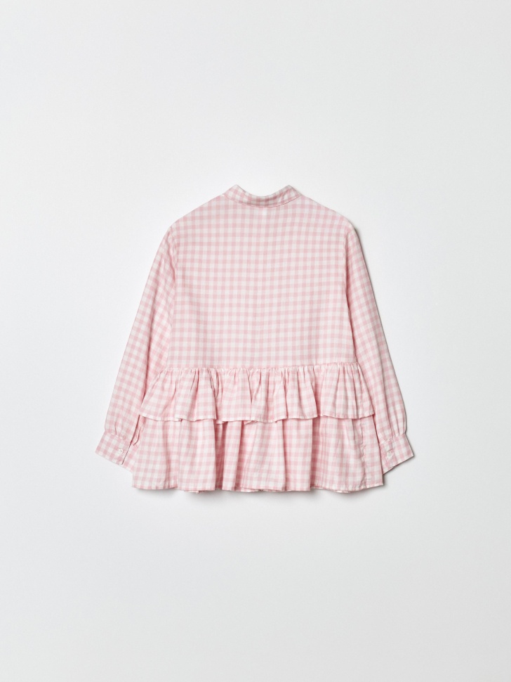 нарядна блузка в клетку для девочек от бренда sela вид слева