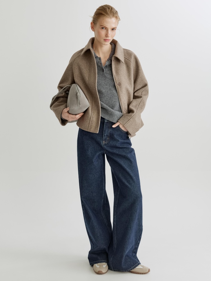 джемпер-поло из 100% шерсти от бренда sela вид слева