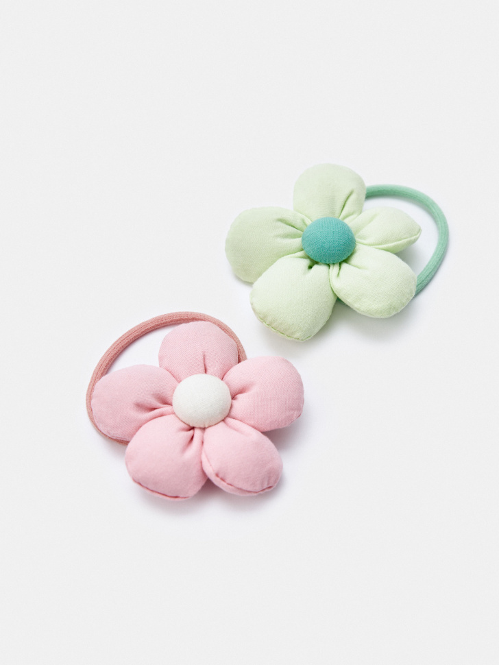 набор резинок для волос с объемным декором для девочек, 2 шт. от бренда sela вид слева