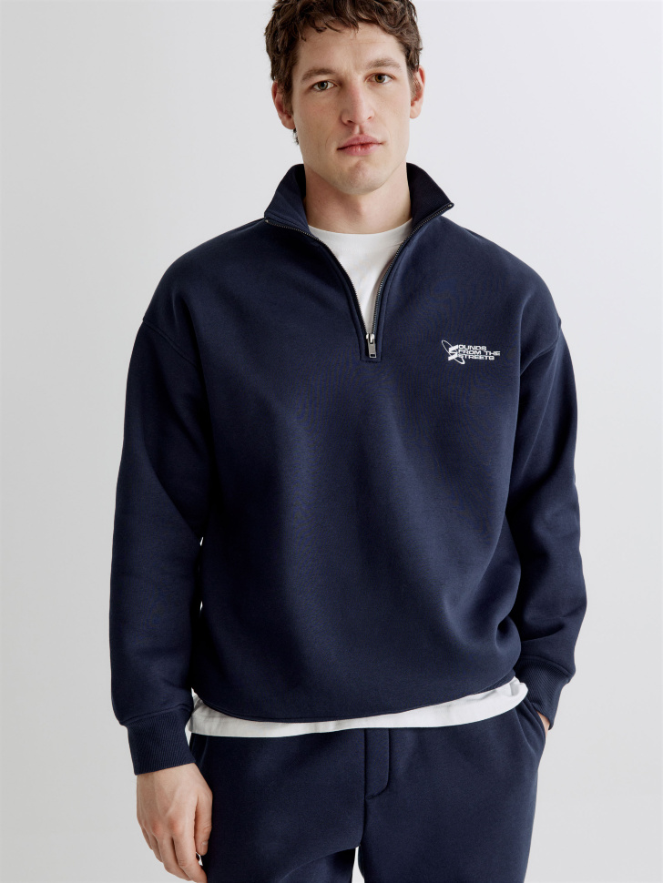 Свитшот Sela оверсайз с воротником на молнии, арт. 38025