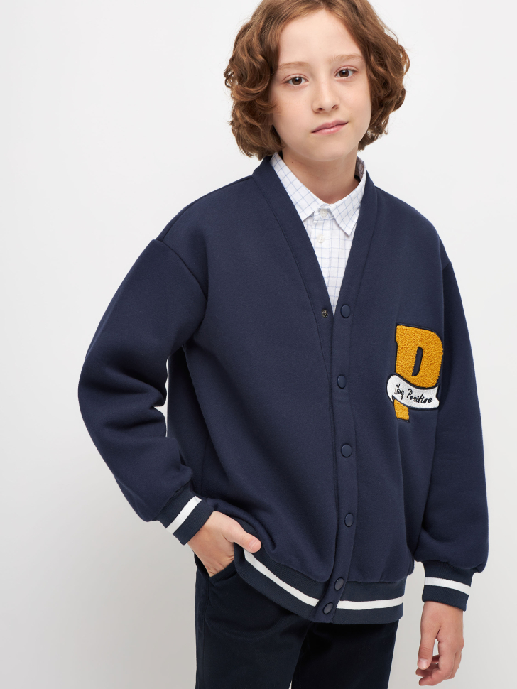 

Бомбер в университетском стиле для мальчиков, Синий