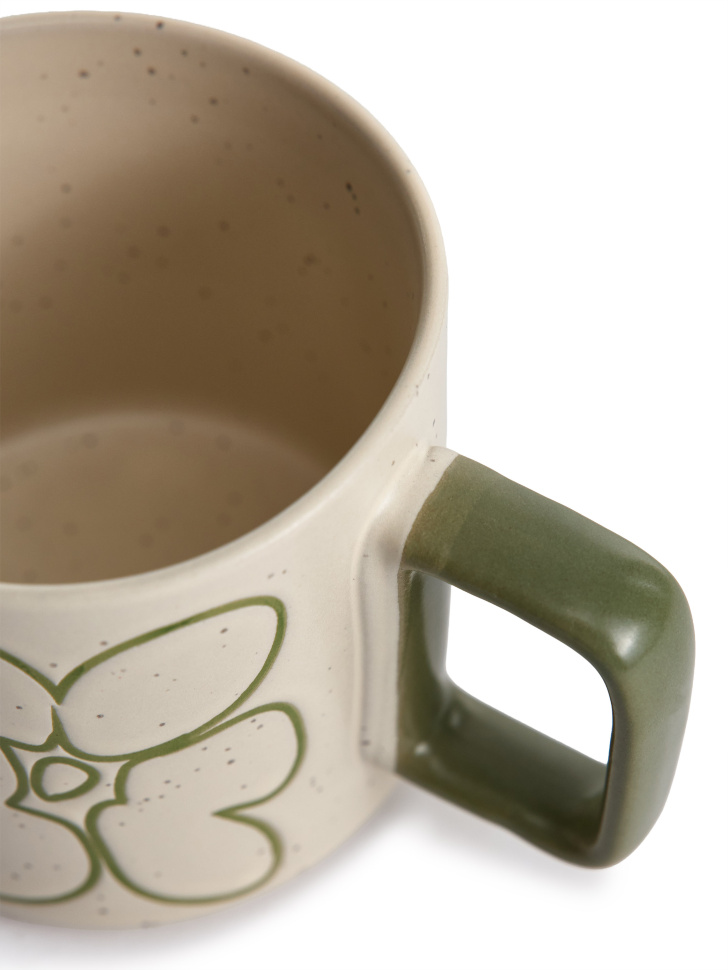 кружка из каменной керамики с рисунком из россии вид сбоку